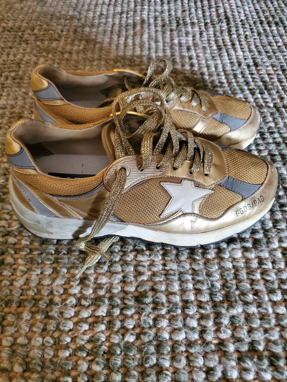 Golden Goose Gold and White Running Dad-Star Sneakers - Picture 2 of 8